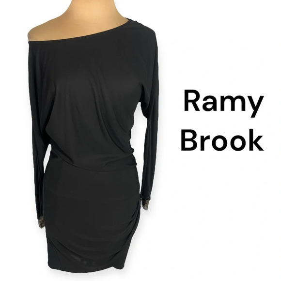 Ramy Brook black dress size S izzy chainmail dress cocktail party dress - Picture 3 of 12